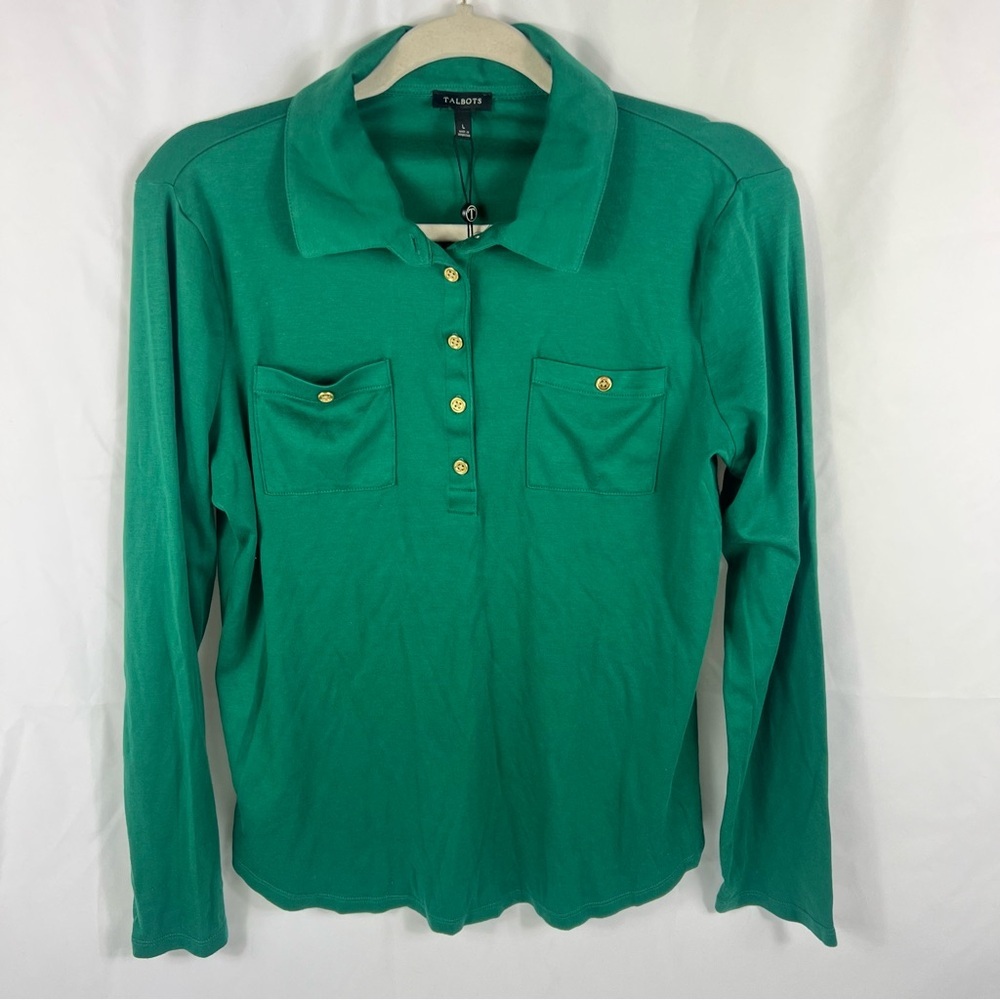 Talbots Women's Green Button Down Shirt